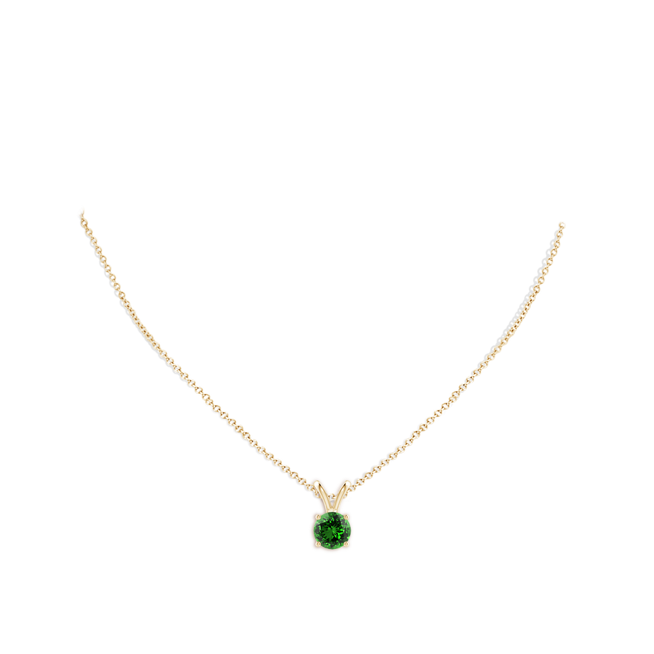 8mm Labgrown Lab-Grown V-Bale Round Emerald Solitaire Pendant in Yellow Gold pen