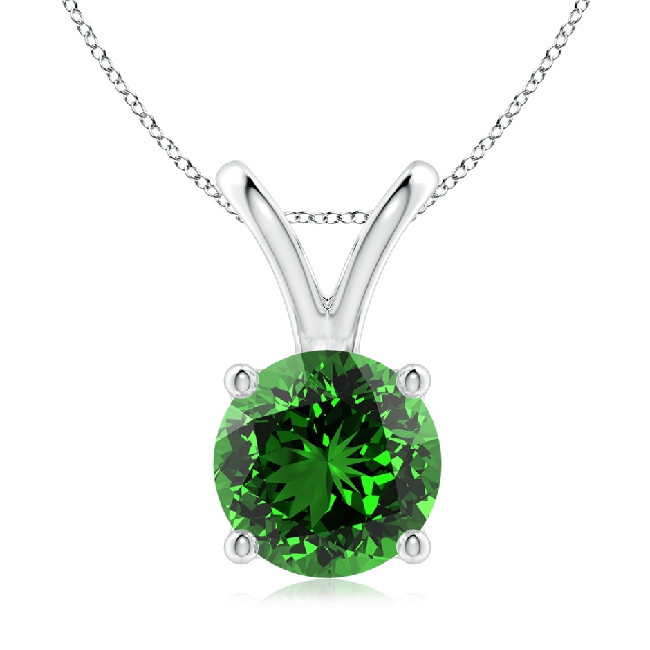 9mm Labgrown Lab-Grown V-Bale Round Emerald Solitaire Pendant in P950 Platinum 
