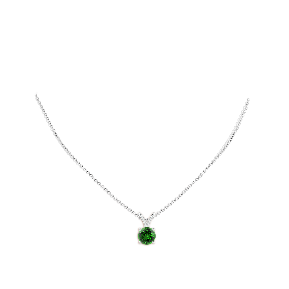 9mm Labgrown Lab-Grown V-Bale Round Emerald Solitaire Pendant in P950 Platinum pen
