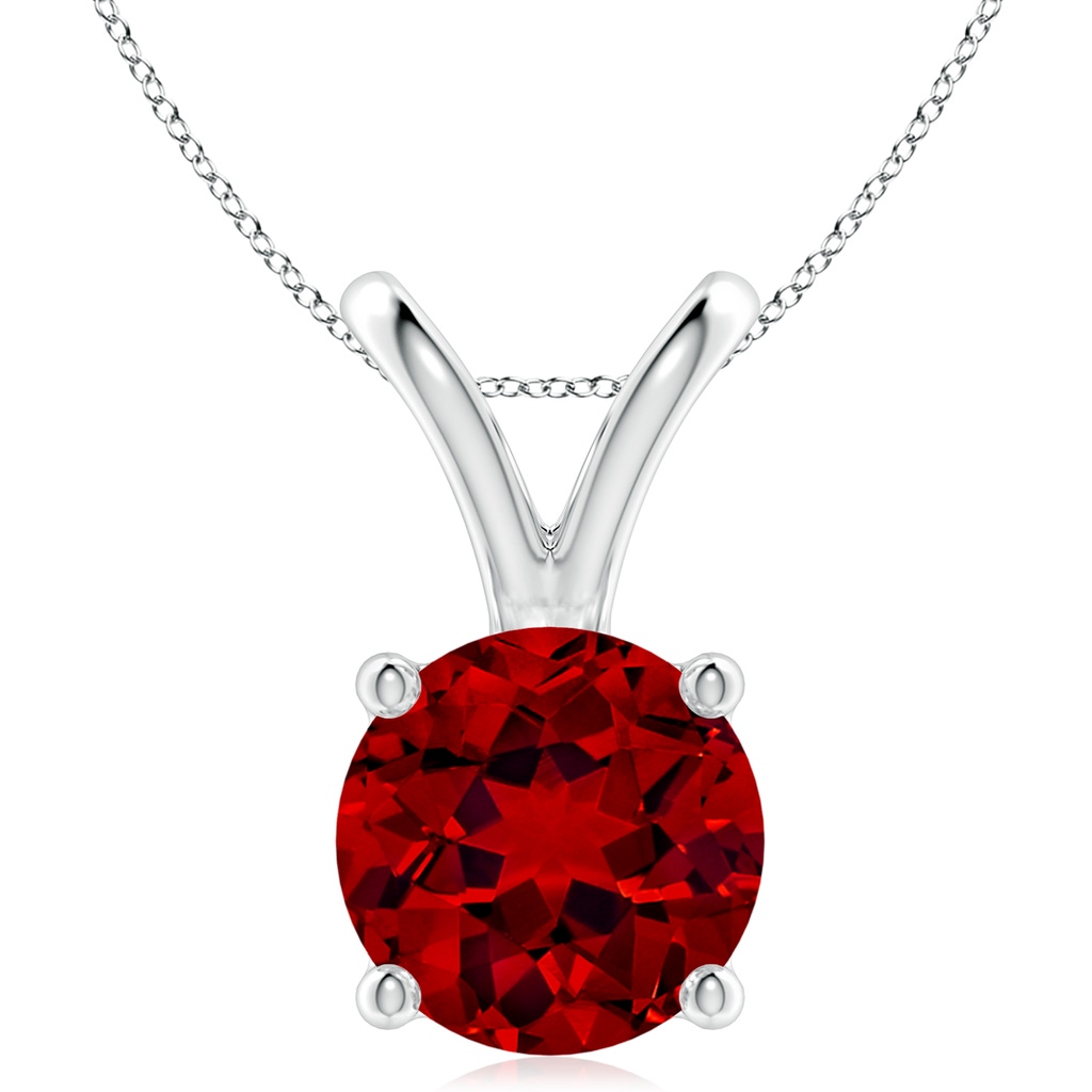 10mm Labgrown Lab-Grown V-Bale Round Ruby Solitaire Pendant in P950 Platinum