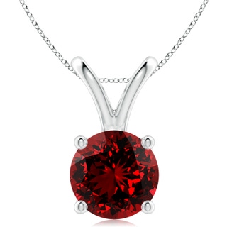 10mm Labgrown Lab-Grown V-Bale Round Ruby Solitaire Pendant in P950 Platinum