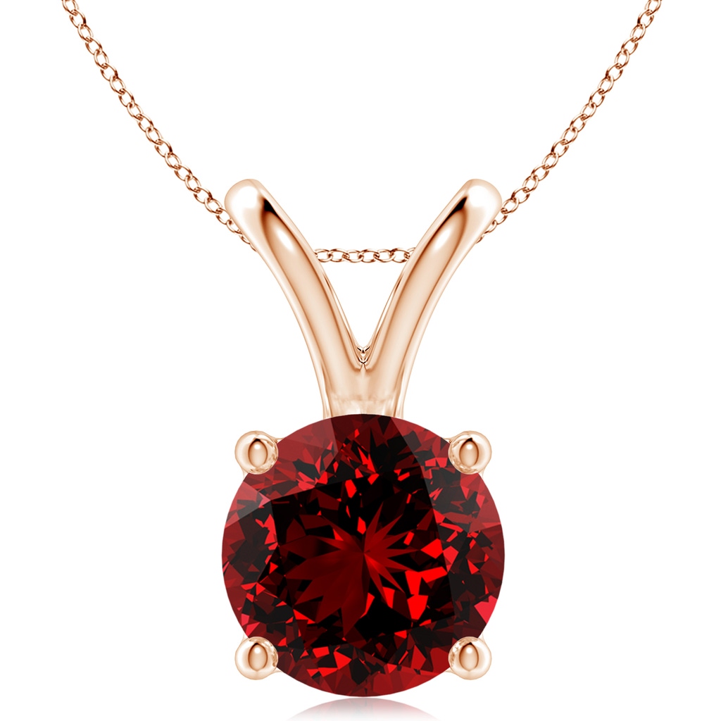 10mm Labgrown Lab-Grown V-Bale Round Ruby Solitaire Pendant in Rose Gold
