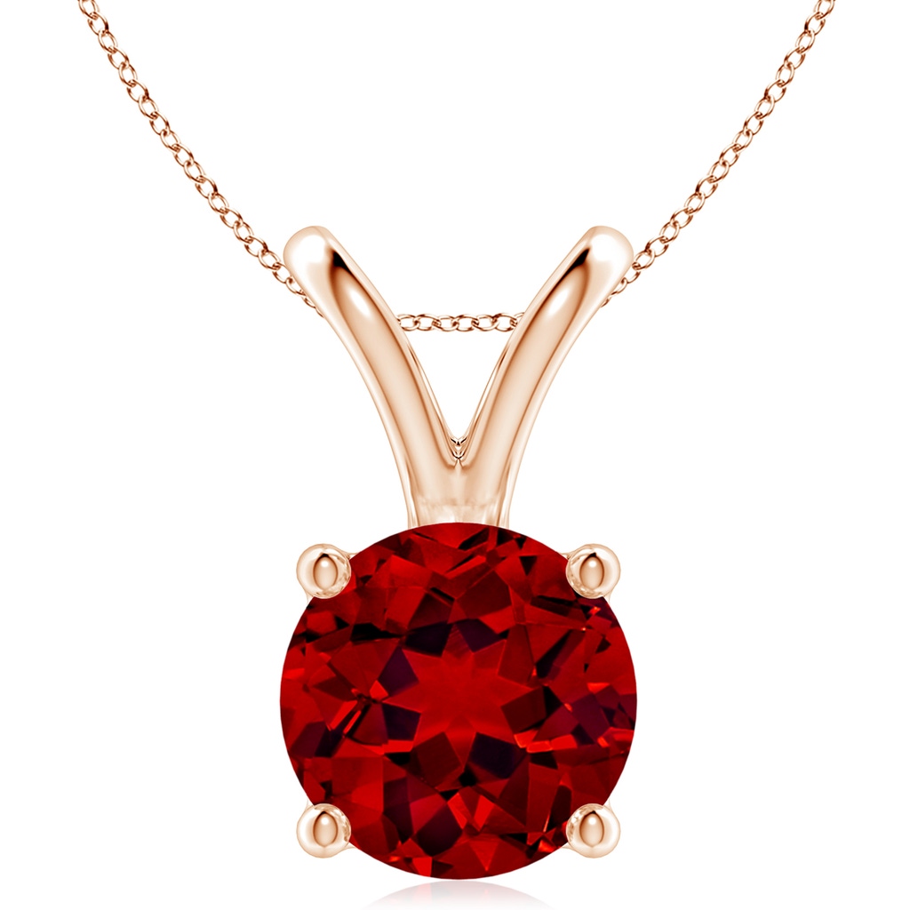 10mm Labgrown Lab-Grown V-Bale Round Ruby Solitaire Pendant in Rose Gold