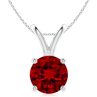 10mm Labgrown Lab-Grown V-Bale Round Ruby Solitaire Pendant in S999 Silver