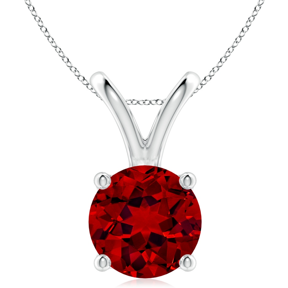 10mm Labgrown Lab-Grown V-Bale Round Ruby Solitaire Pendant in S999 Silver 