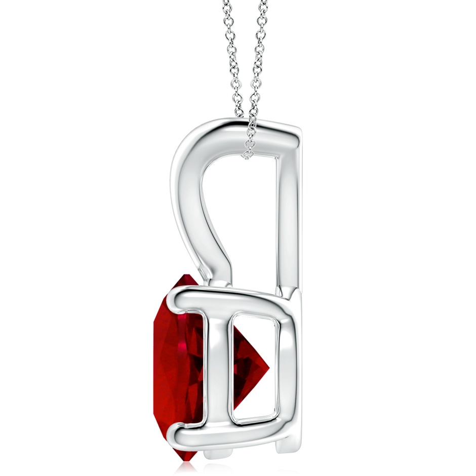 10mm Labgrown Lab-Grown V-Bale Round Ruby Solitaire Pendant in White Gold side 199