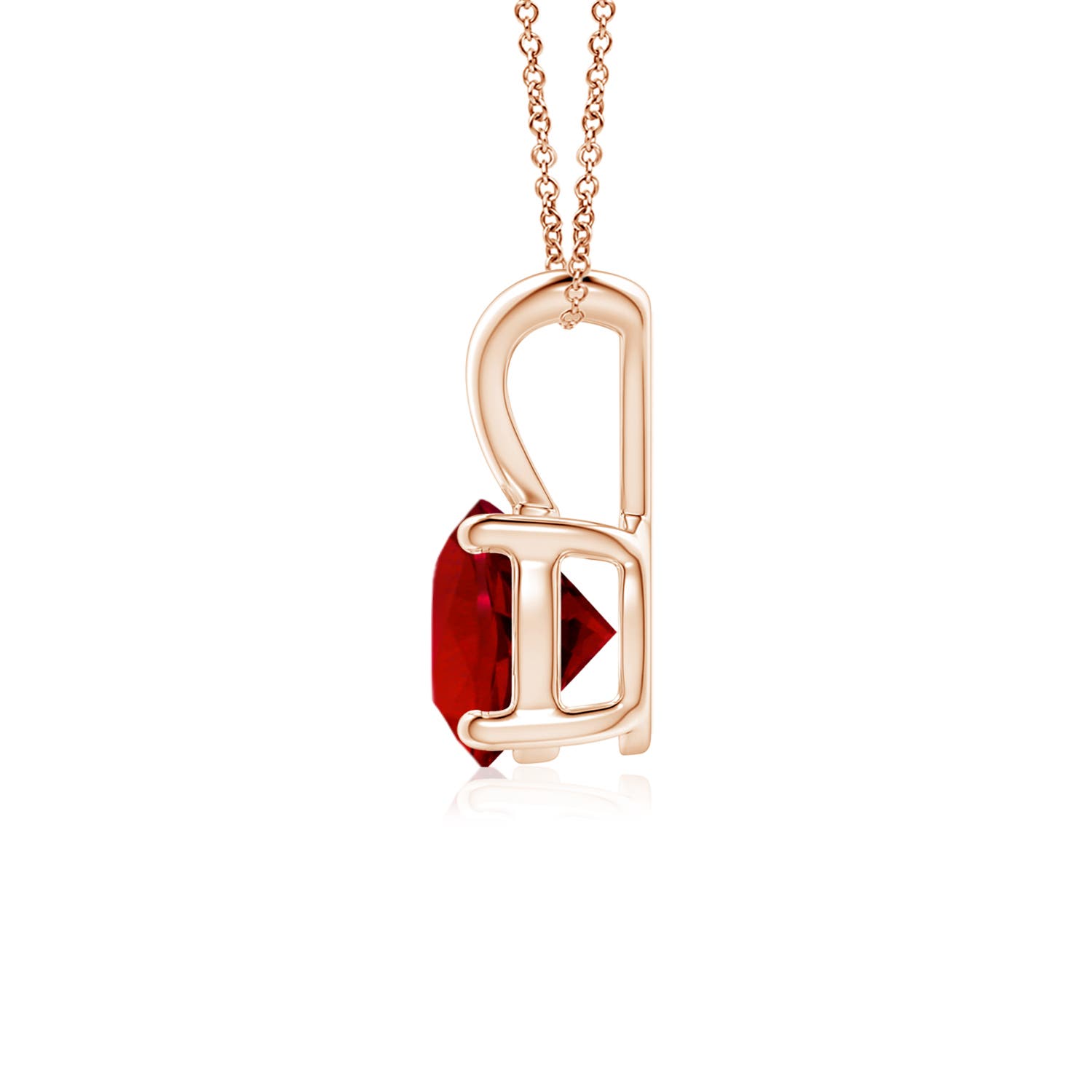 6mm Labgrown Lab-Grown V-Bale Round Ruby Solitaire Pendant in 18K Rose Gold