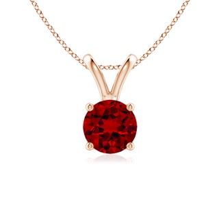 6mm Labgrown Lab-Grown V-Bale Round Ruby Solitaire Pendant in Rose Gold