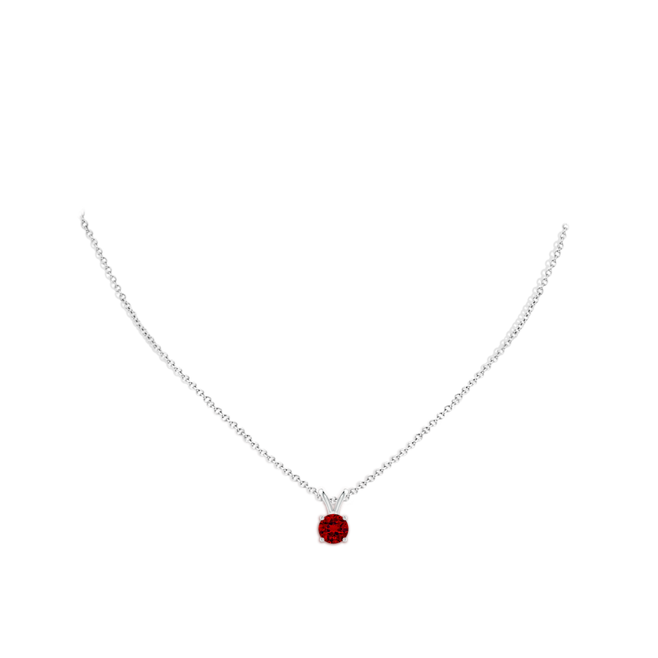 6mm Labgrown Lab-Grown V-Bale Round Ruby Solitaire Pendant in White Gold pen