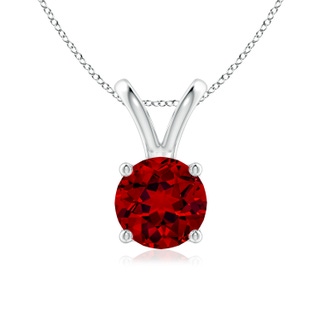 7mm Labgrown Lab-Grown V-Bale Round Ruby Solitaire Pendant in P950 Platinum