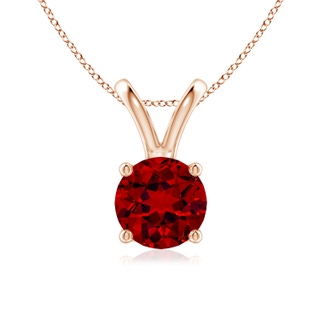 7mm Labgrown Lab-Grown V-Bale Round Ruby Solitaire Pendant in Rose Gold