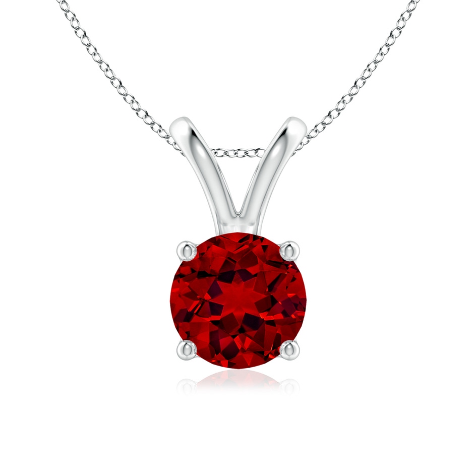 7mm Labgrown Lab-Grown V-Bale Round Ruby Solitaire Pendant in S999 Silver 