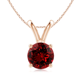 8mm Labgrown Lab-Grown V-Bale Round Ruby Solitaire Pendant in 10K Rose Gold