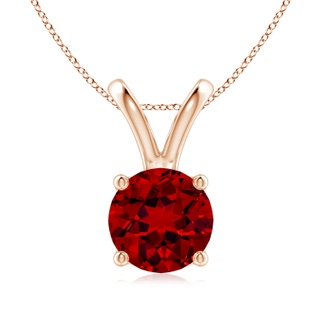 8mm Labgrown Lab-Grown V-Bale Round Ruby Solitaire Pendant in 10K Rose Gold