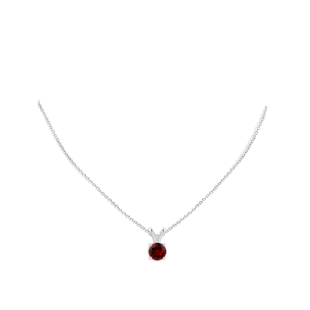 8mm Labgrown Lab-Grown V-Bale Round Ruby Solitaire Pendant in White Gold pen
