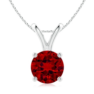 9mm Labgrown Lab-Grown V-Bale Round Ruby Solitaire Pendant in P950 Platinum