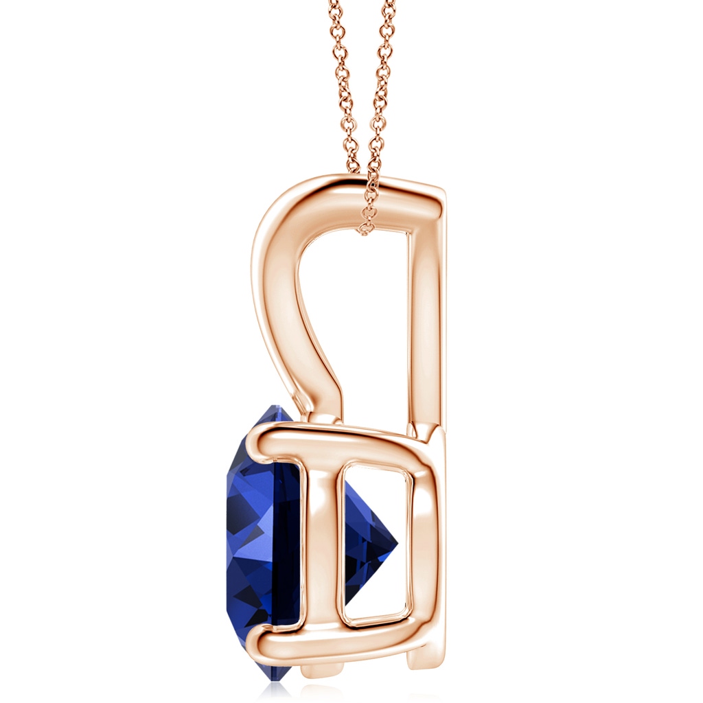 10mm Labgrown Lab-Grown V-Bale Round Blue Sapphire Solitaire Pendant in Rose Gold - side 199
