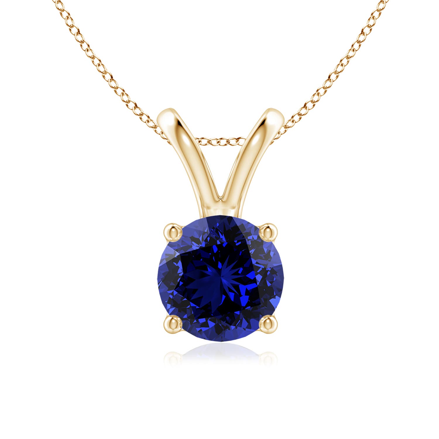 Premium - Lab-Grown Blue Sapphire / 1.6 CT / 14 KT Yellow Gold