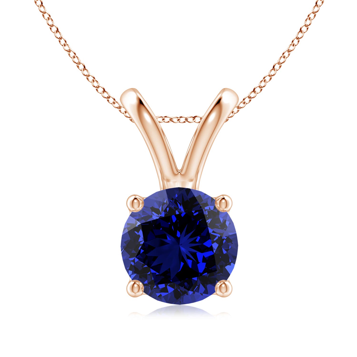 Premium - Lab-Grown Blue Sapphire / 2.2 CT / 14 KT Rose Gold