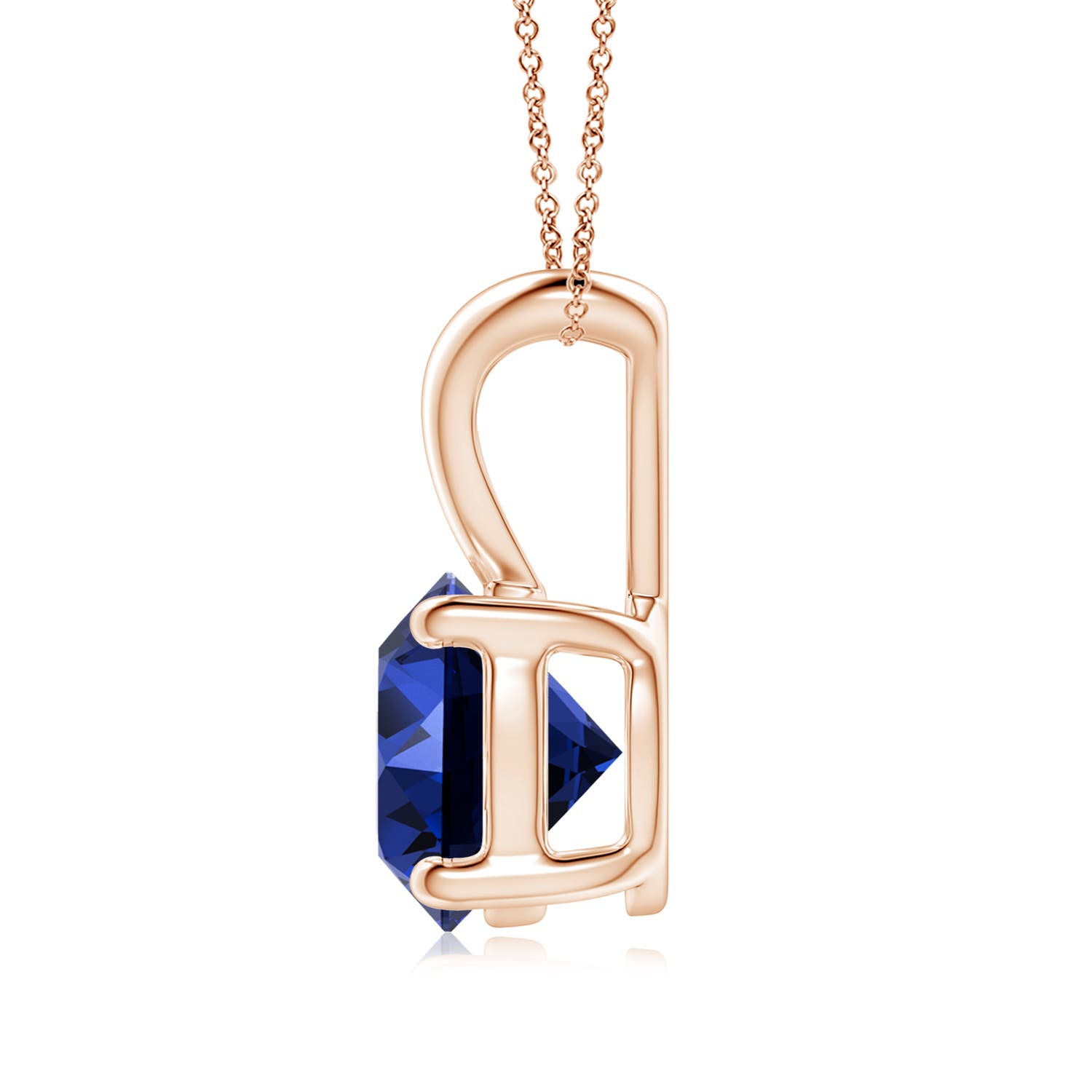 Premium - Lab-Grown Blue Sapphire / 2.2 CT / 14 KT Rose Gold