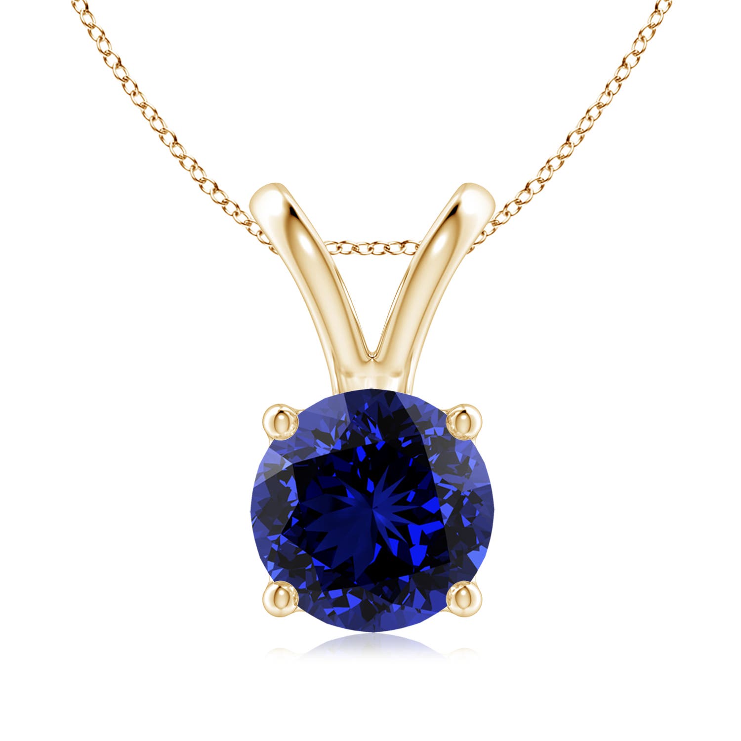 Premium - Lab-Grown Blue Sapphire / 2.2 CT / 14 KT Yellow Gold