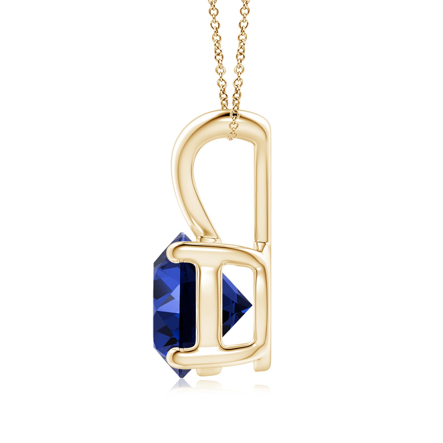 Premium - Lab-Grown Blue Sapphire / 2.2 CT / 14 KT Yellow Gold