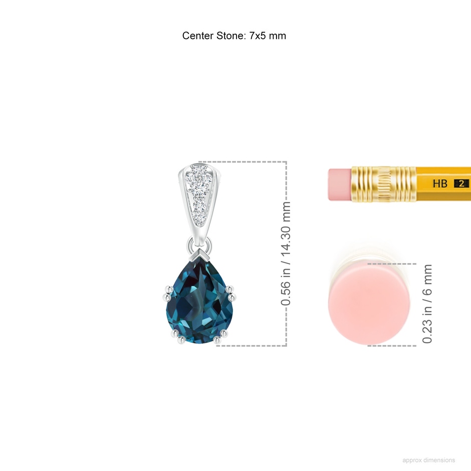 7x5mm Labgrown Vintage Style Pear Lab-Grown Alexandrite Drop Pendant with Diamonds in White Gold ruler