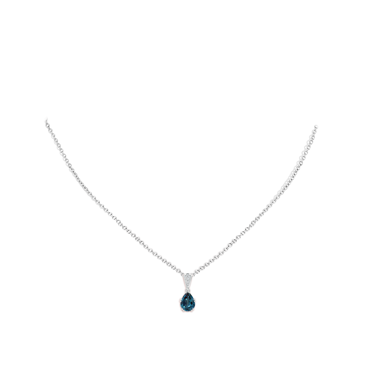 8x6mm Labgrown Vintage Style Pear Lab-Grown Alexandrite Drop Pendant with Diamonds in White Gold - body_neck