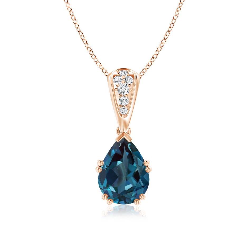 9x7mm Labgrown Vintage Style Pear Lab-Grown Alexandrite Drop Pendant with Diamonds in 18K Rose Gold 