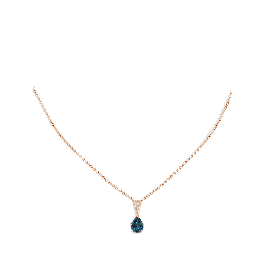 9x7mm Labgrown Vintage Style Pear Lab-Grown Alexandrite Drop Pendant with Diamonds in 18K Rose Gold pen