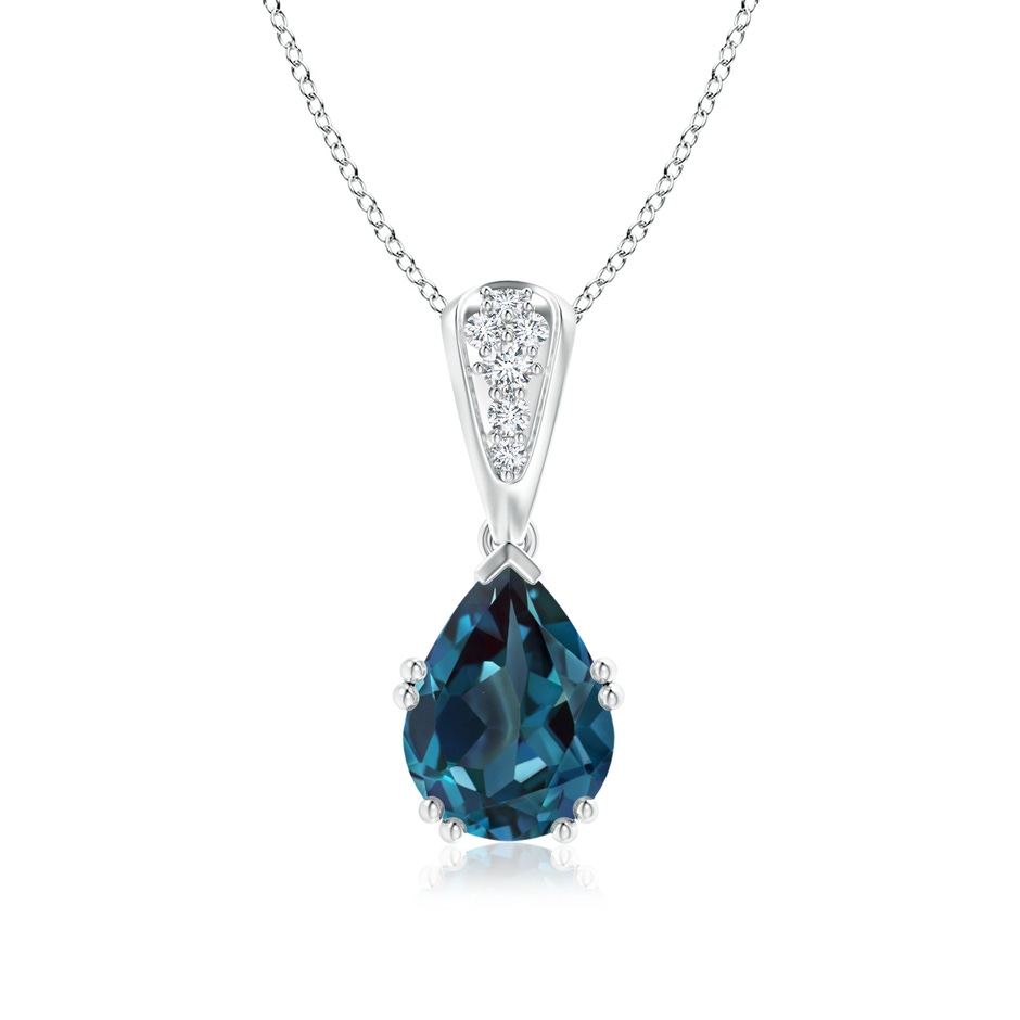 9x7mm Labgrown Vintage Style Pear Lab-Grown Alexandrite Drop Pendant with Diamonds in P950 Platinum 