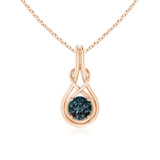 6mm Labgrown Round Lab-Grown Alexandrite Solitaire Infinity Knot Pendant in Rose Gold