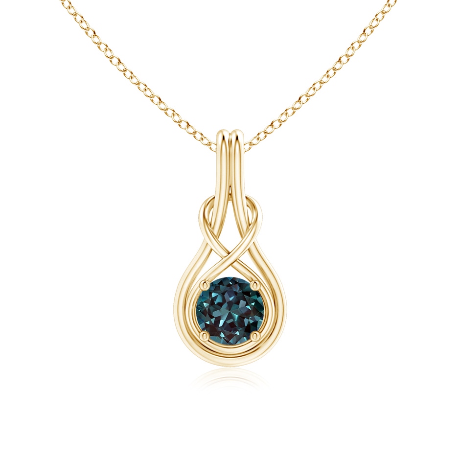 6mm Labgrown Round Lab-Grown Alexandrite Solitaire Infinity Knot Pendant in Yellow Gold 