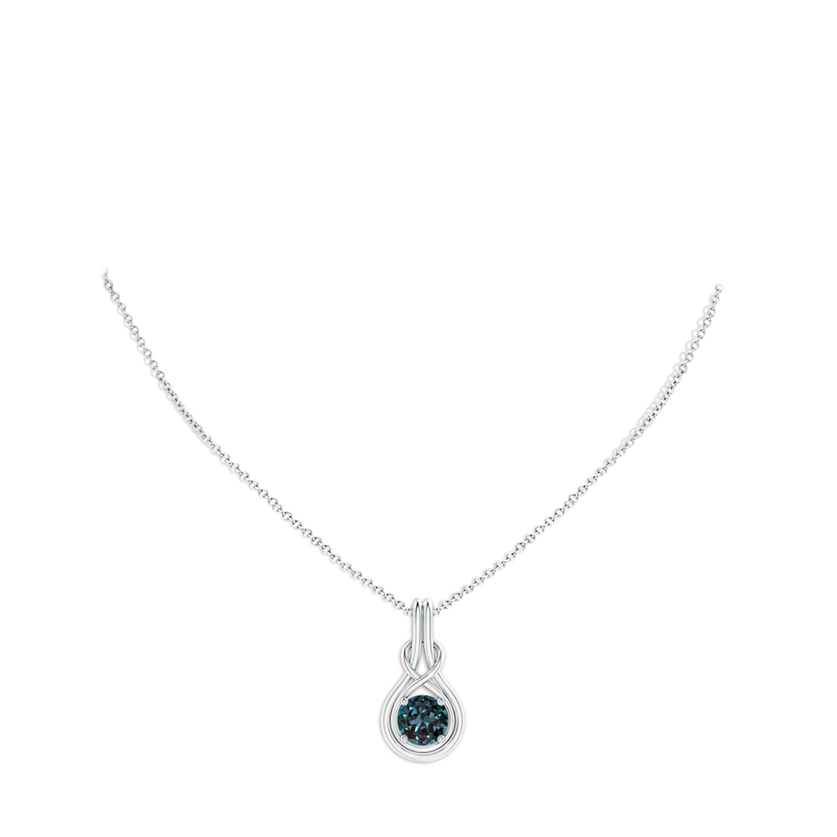 7mm Labgrown Round Lab-Grown Alexandrite Solitaire Infinity Knot Pendant in P950 Platinum pen
