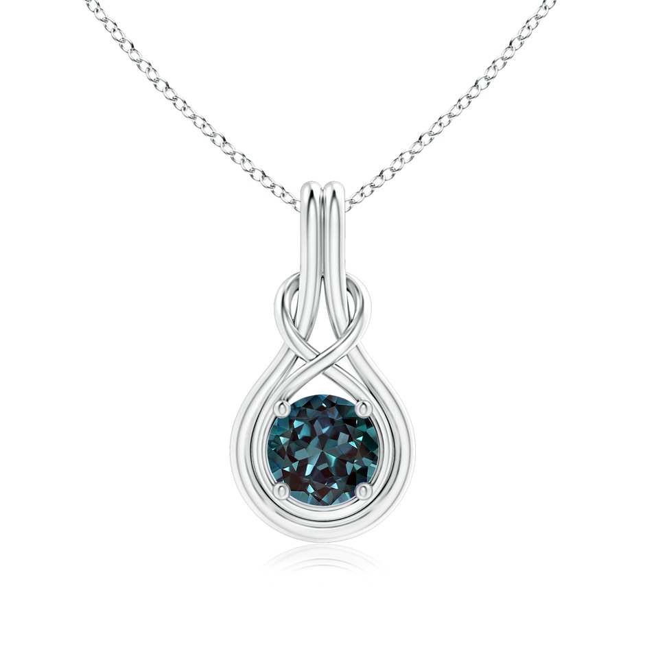 7mm Labgrown Round Lab-Grown Alexandrite Solitaire Infinity Knot Pendant in White Gold 