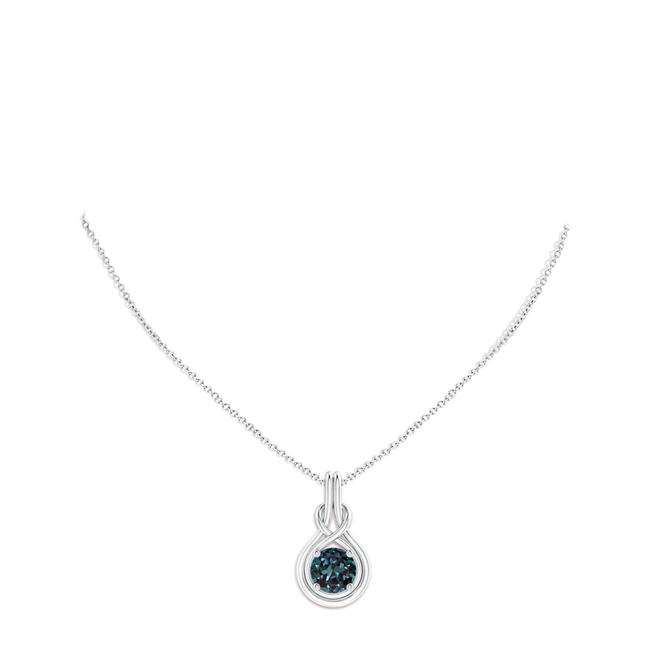 8mm Labgrown Round Lab-Grown Alexandrite Solitaire Infinity Knot Pendant in P950 Platinum pen