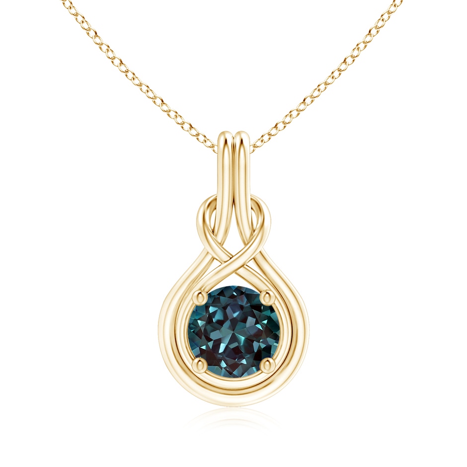 8mm Labgrown Round Lab-Grown Alexandrite Solitaire Infinity Knot Pendant in Yellow Gold 