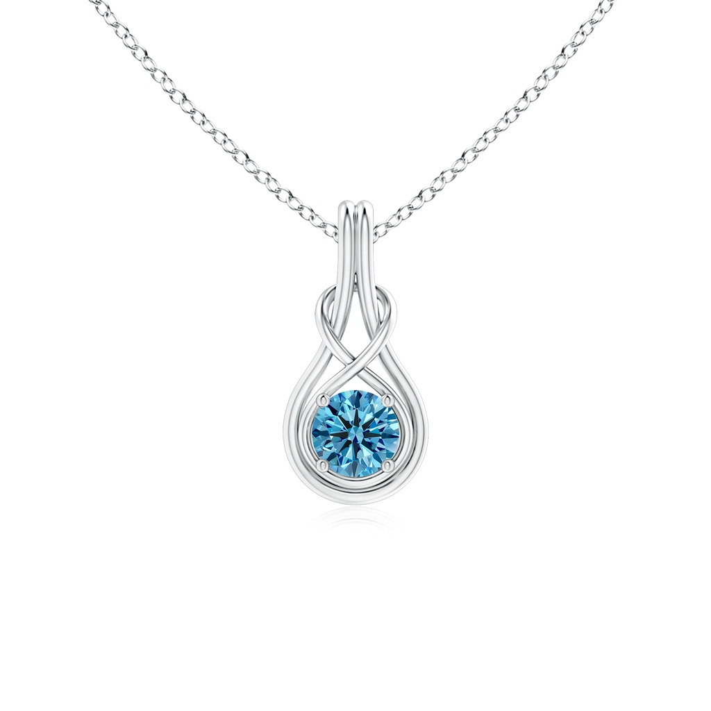 5.1mm Labgrown Round Lab-Grown Fancy Intense Blue Diamond Solitaire Infinity Knot Pendant in P950 Platinum