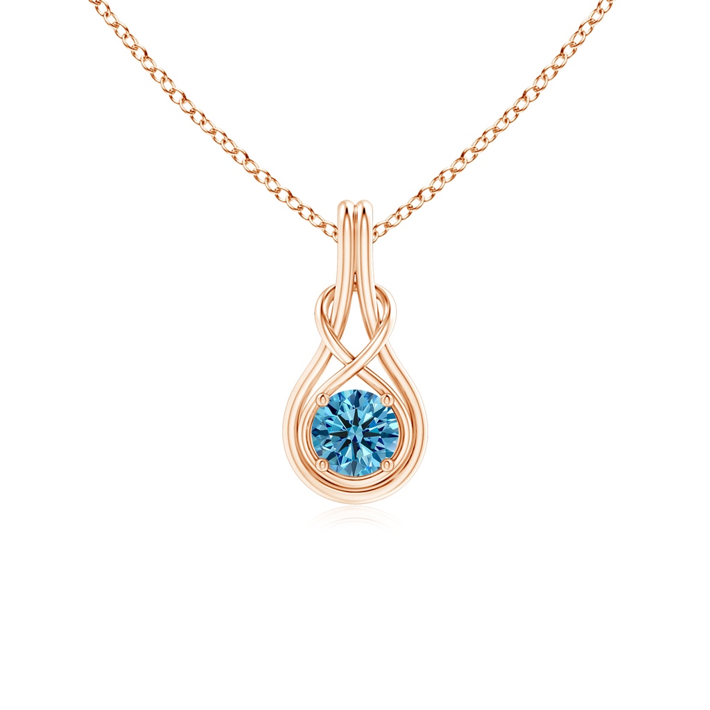 5.1mm Labgrown Round Lab-Grown Fancy Intense Blue Diamond Solitaire Infinity Knot Pendant in Rose Gold