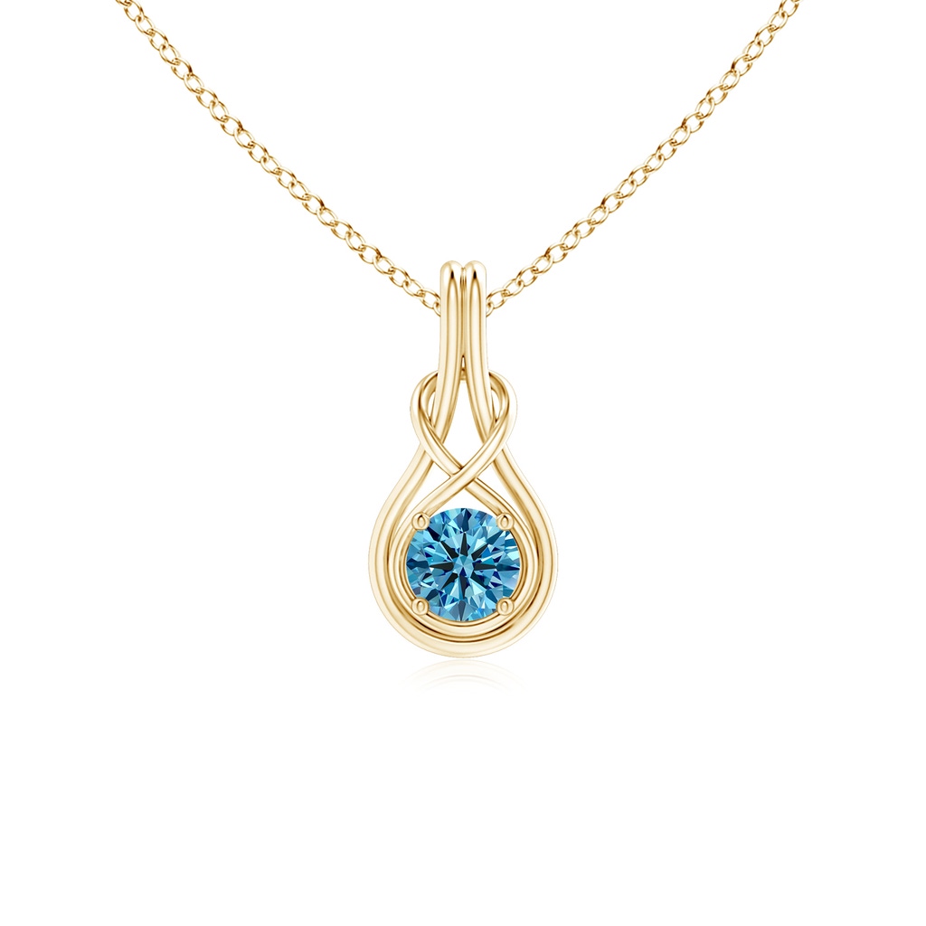 5.1mm Labgrown Round Lab-Grown Fancy Intense Blue Diamond Solitaire Infinity Knot Pendant in Yellow Gold