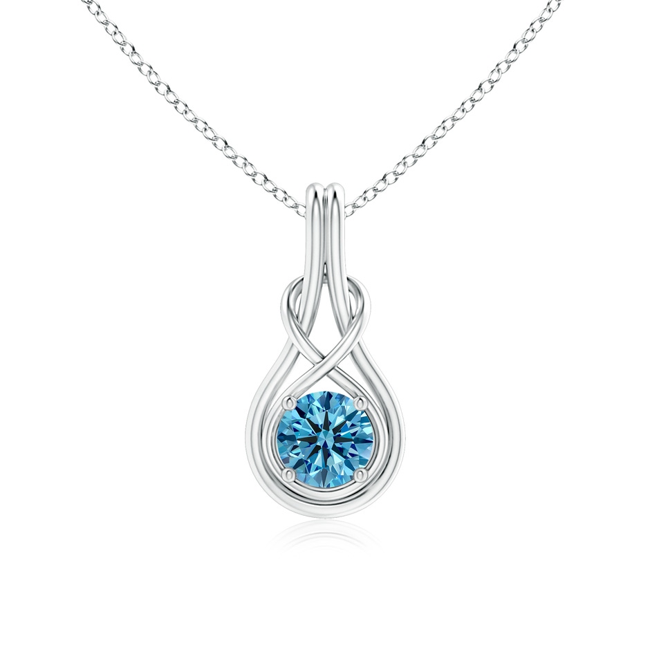 6.4mm Labgrown Round Lab-Grown Fancy Intense Blue Diamond Solitaire Infinity Knot Pendant in White Gold 