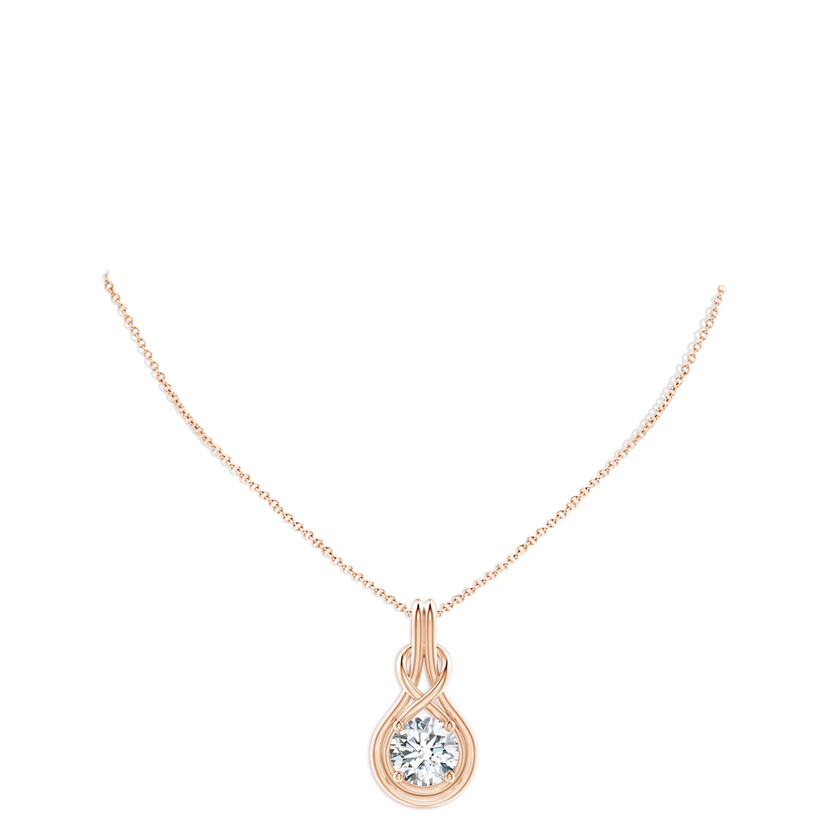 10.1mm FGVS Lab-Grown Round Diamond Solitaire Infinity Knot Pendant in Rose Gold pen