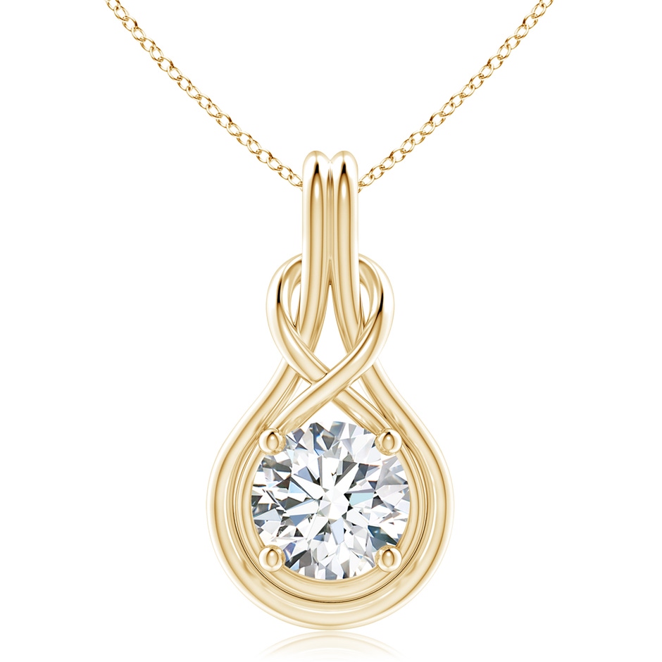 10.1mm FGVS Lab-Grown Round Diamond Solitaire Infinity Knot Pendant in Yellow Gold 