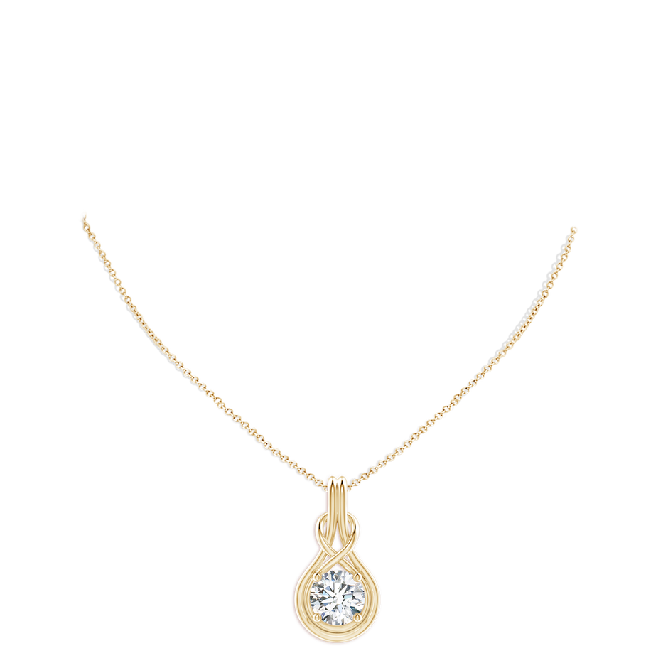 10.1mm FGVS Lab-Grown Round Diamond Solitaire Infinity Knot Pendant in Yellow Gold pen