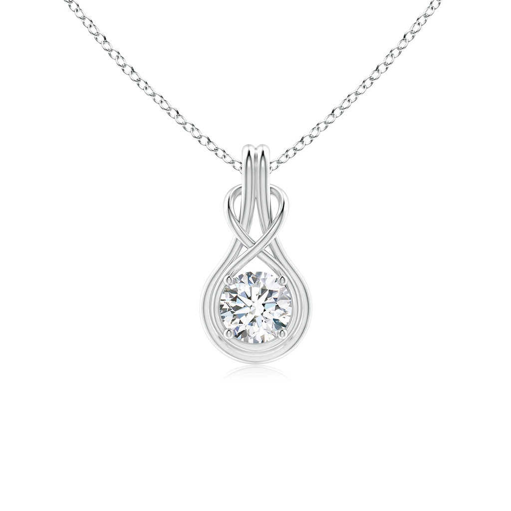 5.1mm FGVS Lab-Grown Round Diamond Solitaire Infinity Knot Pendant in 9K White Gold 