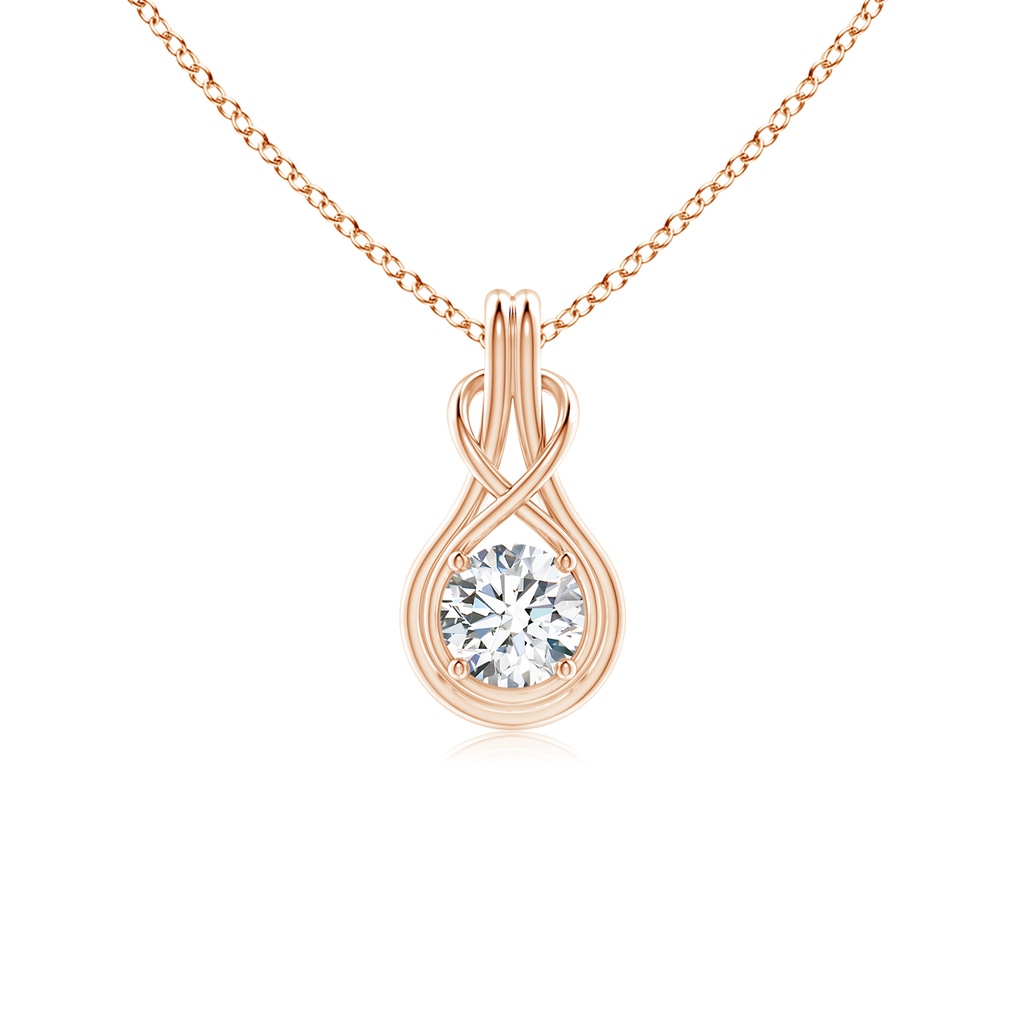 5.1mm FGVS Lab-Grown Round Diamond Solitaire Infinity Knot Pendant in Rose Gold