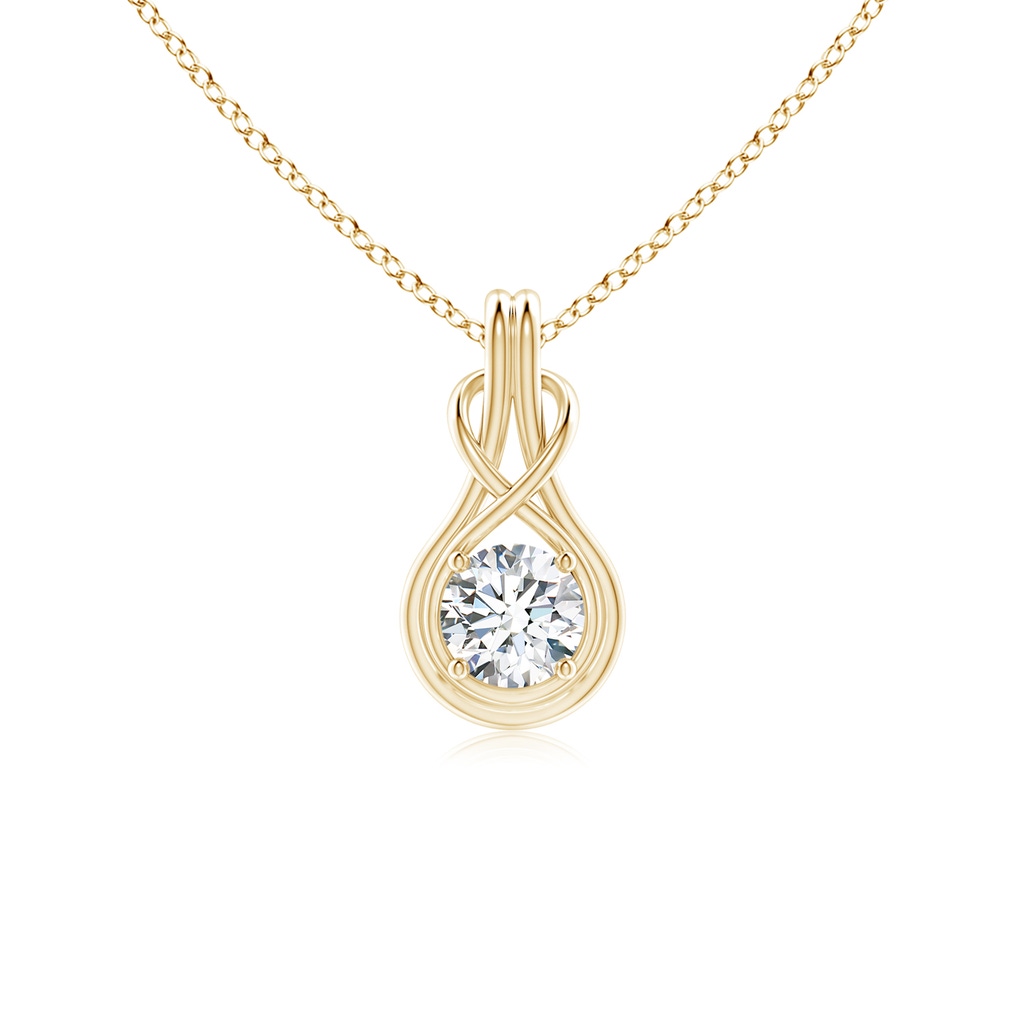 5.1mm FGVS Lab-Grown Round Diamond Solitaire Infinity Knot Pendant in Yellow Gold