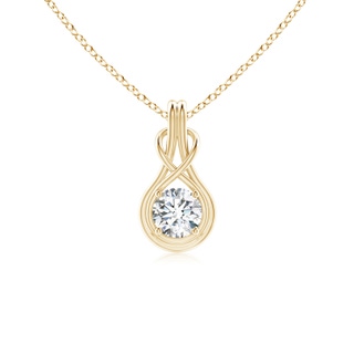 5.1mm FGVS Lab-Grown Round Diamond Solitaire Infinity Knot Pendant in Yellow Gold