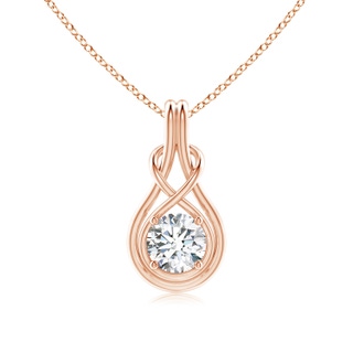 6.4mm FGVS Lab-Grown Round Diamond Solitaire Infinity Knot Pendant in 9K Rose Gold