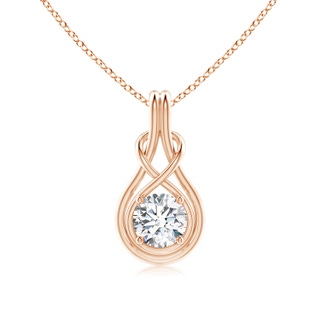 6.4mm FGVS Lab-Grown Round Diamond Solitaire Infinity Knot Pendant in Rose Gold